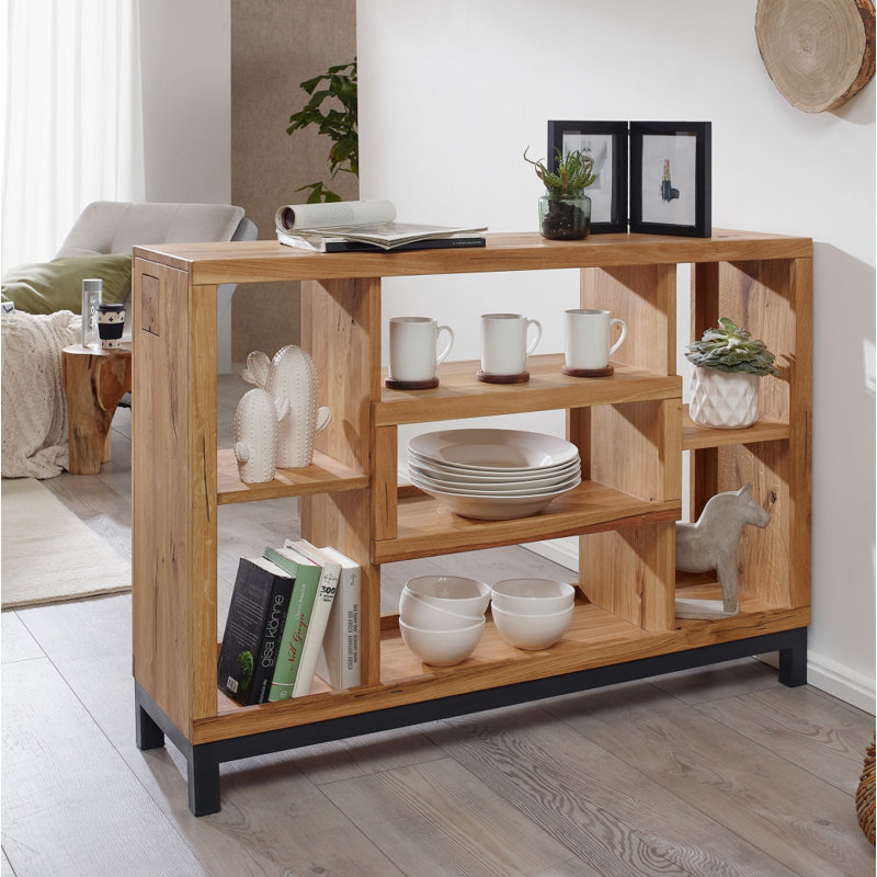 Villanders 90cm H x 120cm W Solid Wood Geometric Bookcase, Natural