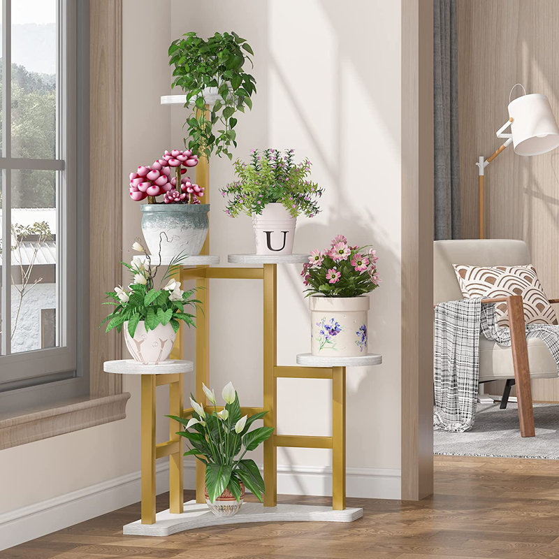 Plant Stand, Gold/White