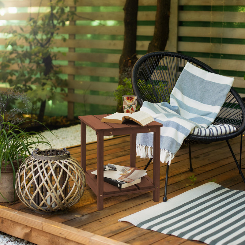 Square Cedar Solid Wood Outdoor Side Table , 16 " W 16 " D, Espresso