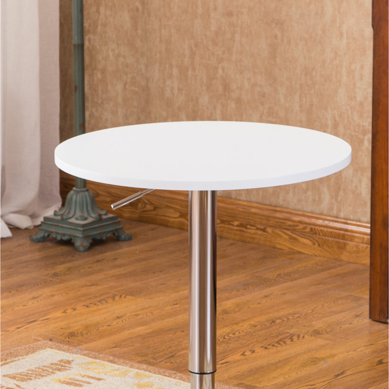 Franceska Round Metal Base Dining Table, White, Silver