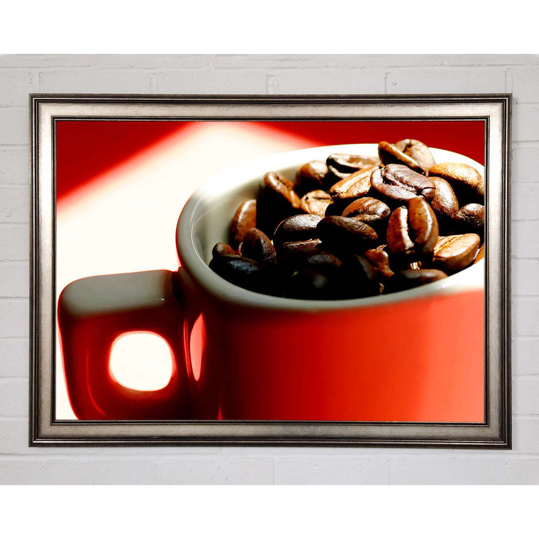 Gerahmtes Leinwandbild Red Coffee Bean Mug