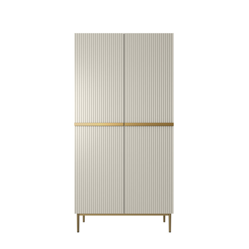 Berfin Manufactured Wood Wardrobe, Beige/Gold