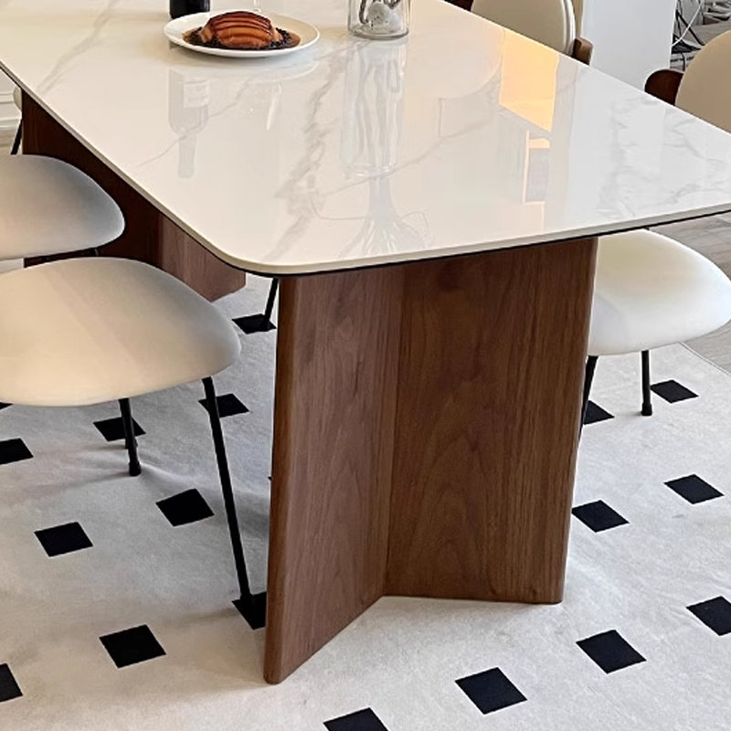 Vintage cream style sintered stone dining table, 29.53"H x 55.12"L x 31.5"W