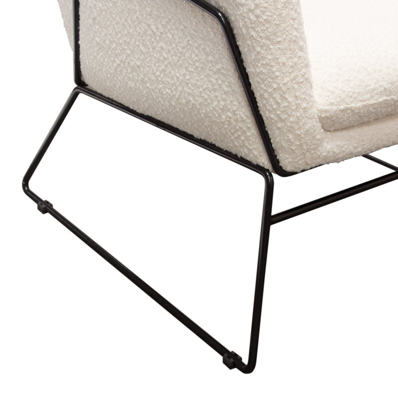 Ivory Boucle Accent Chair with Black Metal Frame