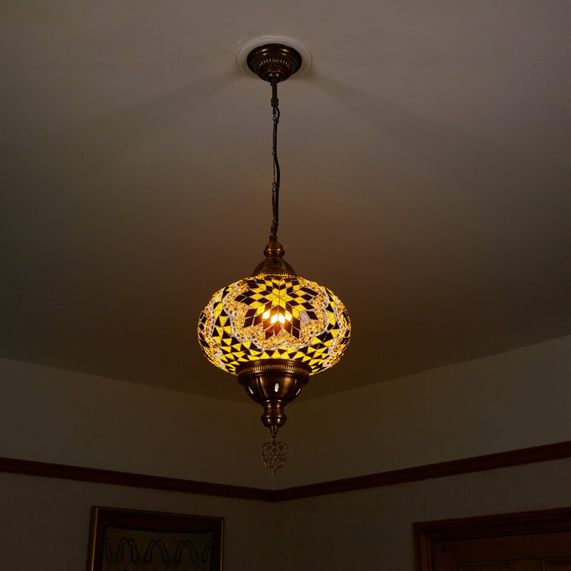 Karlie 1 - Light Bronze Single Pendant, Brown/Amber