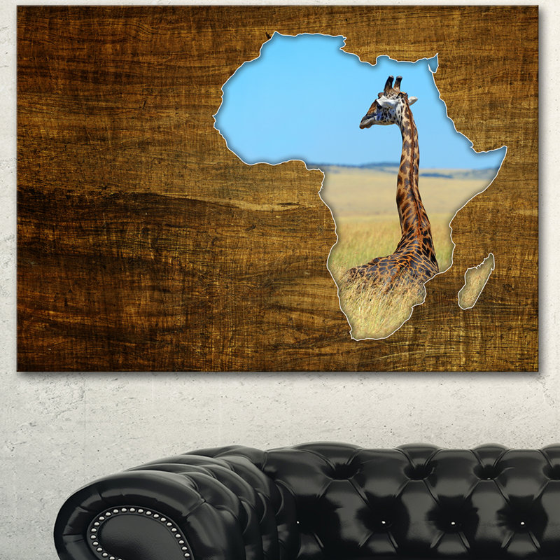 « africa sauvage map design », reproduction de photo sur toile tendue, H 28 po x l 60 po
