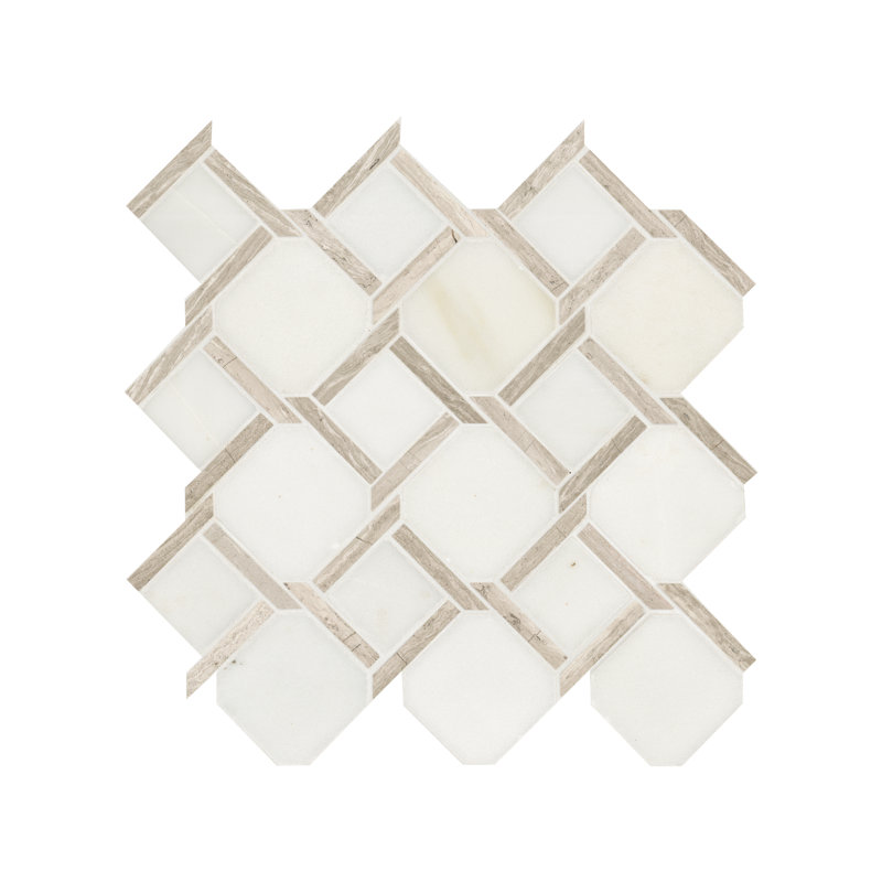 Chateau Lace Geometric 12 in. x 12 in. Polished Marble Mosaic Floor and Wall Tile