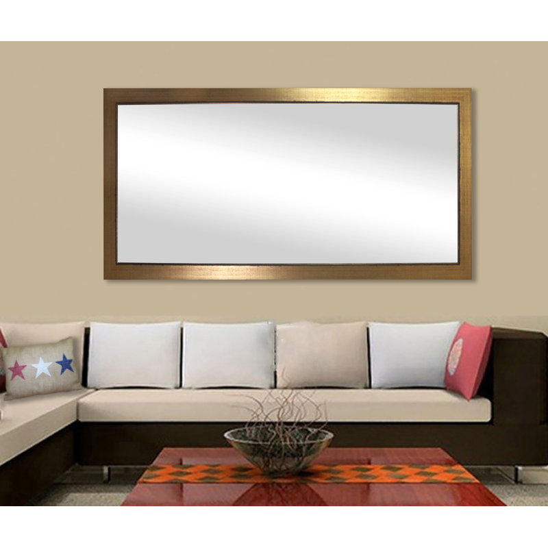 Viviano Wood Flat Wall Mirror, 34.5" H x 65" W
