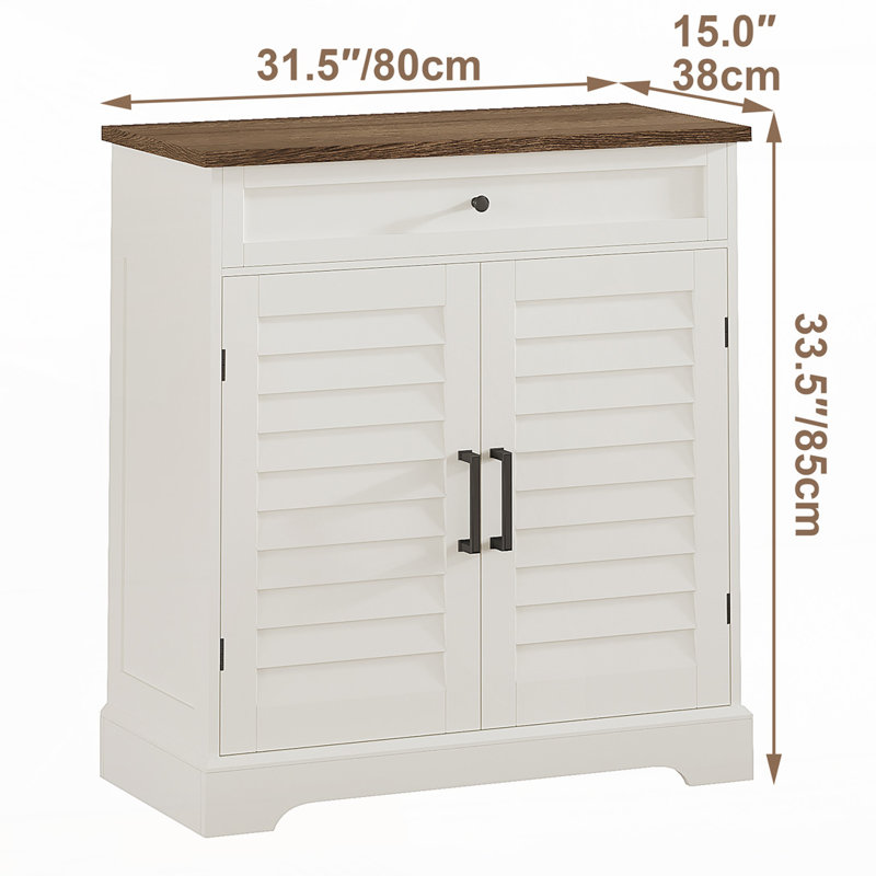 Armoire d'appoint 2 tiroirs avec tiroir, Brun / blanc doux