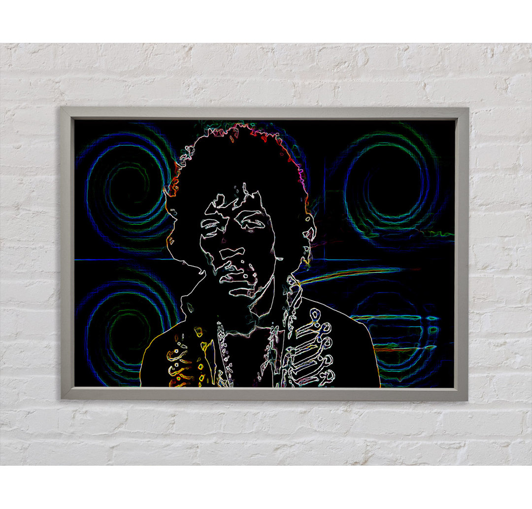 Jimi Hendrix Psychedelic - Einzelner Bilderrahmen Kunstdrucke auf Leinwand