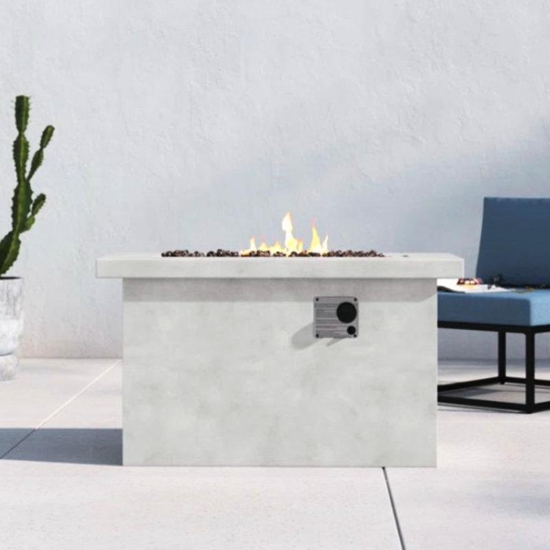 Table de foyer de jardin en béton 24 po H, rouille, compatible avec la zone de feu d'extérieur en acier inoxydable Lava Rocks
