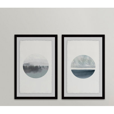 « luna abajo diptych », ensemble de 2 reproductions de peintures à l’aquarelle encadrées