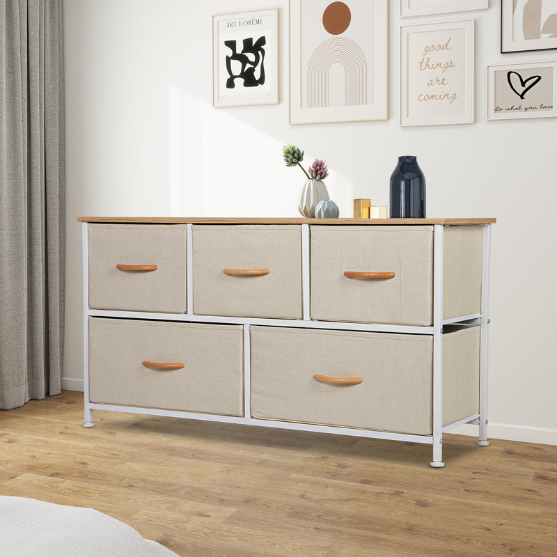 5-Drawer Double Dresser – 40" Wide, Stylish & Functional Storage Organizer For Bedroom