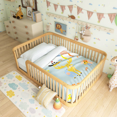 Wood Floor Bed Frame With Fence