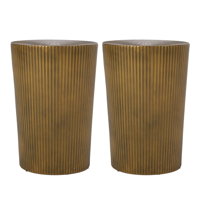 Sanjai Iron Top End Table Set, Gold Brush Anqitue
