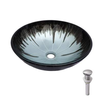 Artistic Tempered Glass Sink With Pop - Up Drain For Bathroom, Gray Design, Smooth Surface, Easy To Assemble, Clean And Maintain Bathroom Drain, Oval Basin, Gradient, Ideal Different Spaces