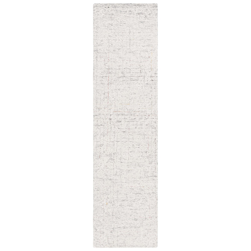 Tapis ivoire touffeté à la main Meira, Tapis de couloir 2 pi 3 po x 9 pi