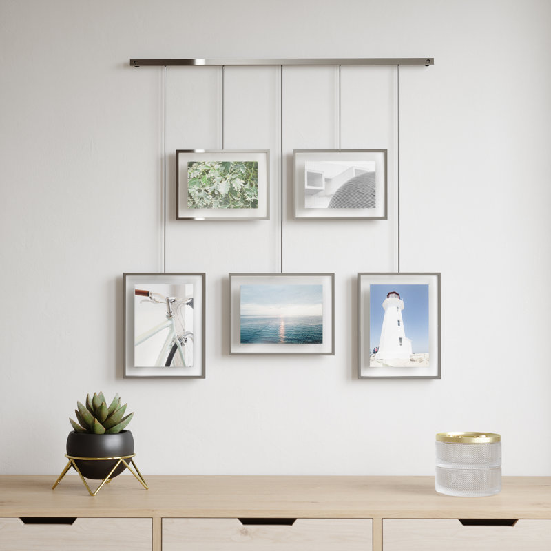 Exhibit Wall Picture Frames, Set of 5, Chrome
