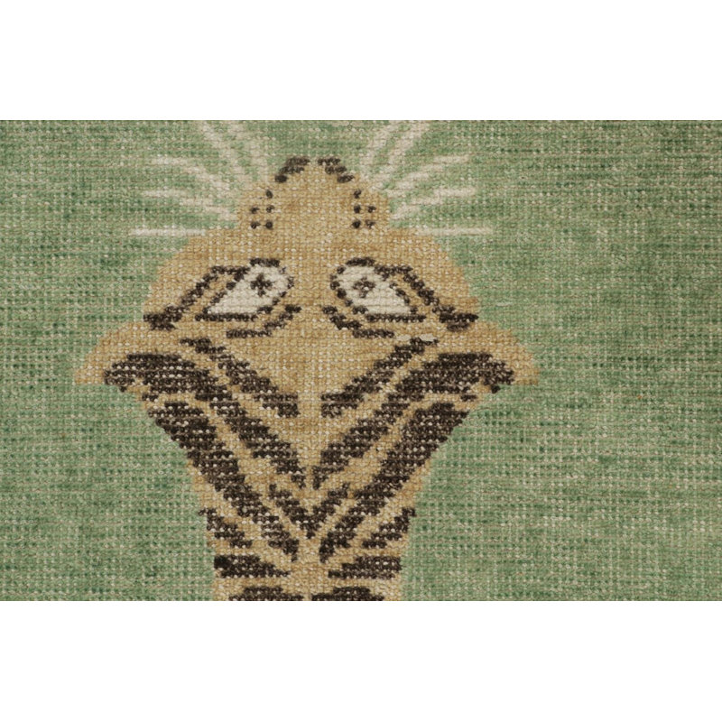 Distressed Homage Hand Knotted Wool Animal Print Area Rug, Runner 2'6" x 10'