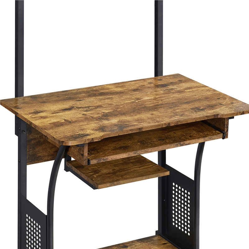 Rosita Multiple Layer Computer Desk, Rustic Brown