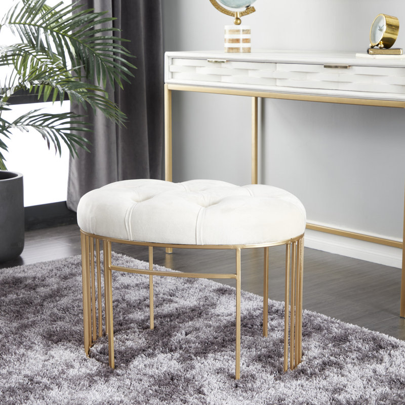 Berlin Velvet Upholstered Bench, White