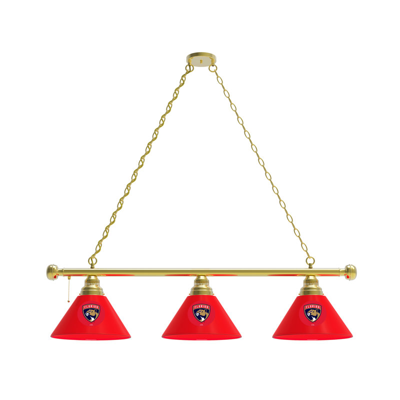 3 - Light Pool Table Lights Pendant, Brass, Florida Panthers