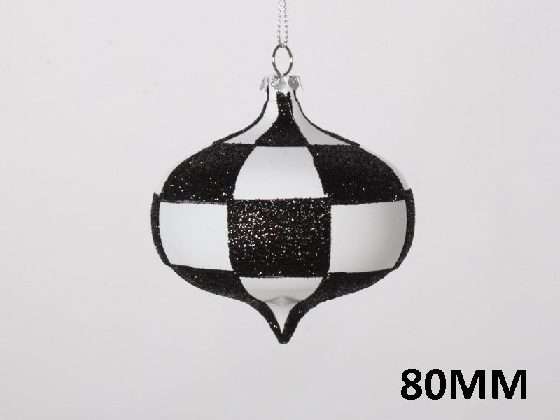 Ornement boule solide, Blanc / noir