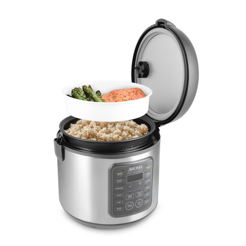 Stainless Steel 10-Cup Digital Rice Cooker with Steamer