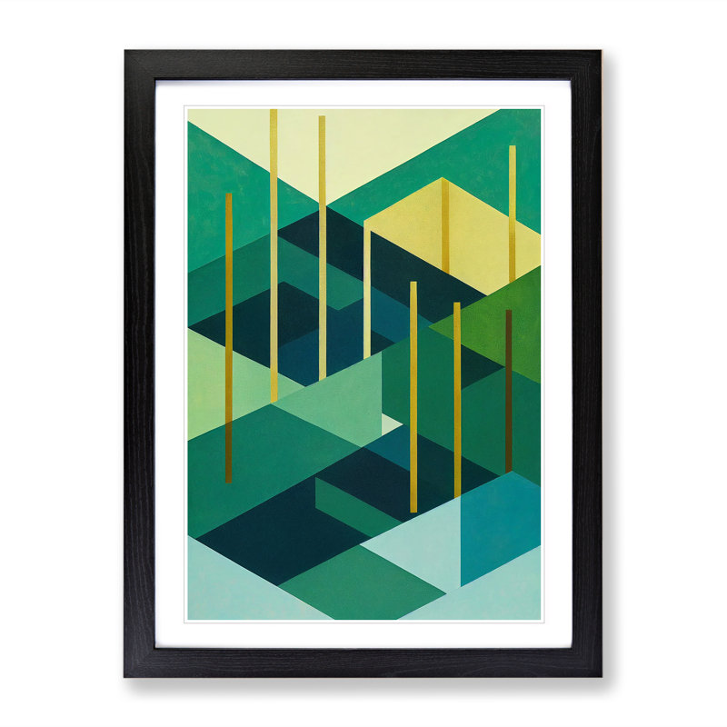 Abstract Forest Shapes No.2 - Wrapped Canvas Print, 34cm H x 25cm W x 2cm D, Black Framed