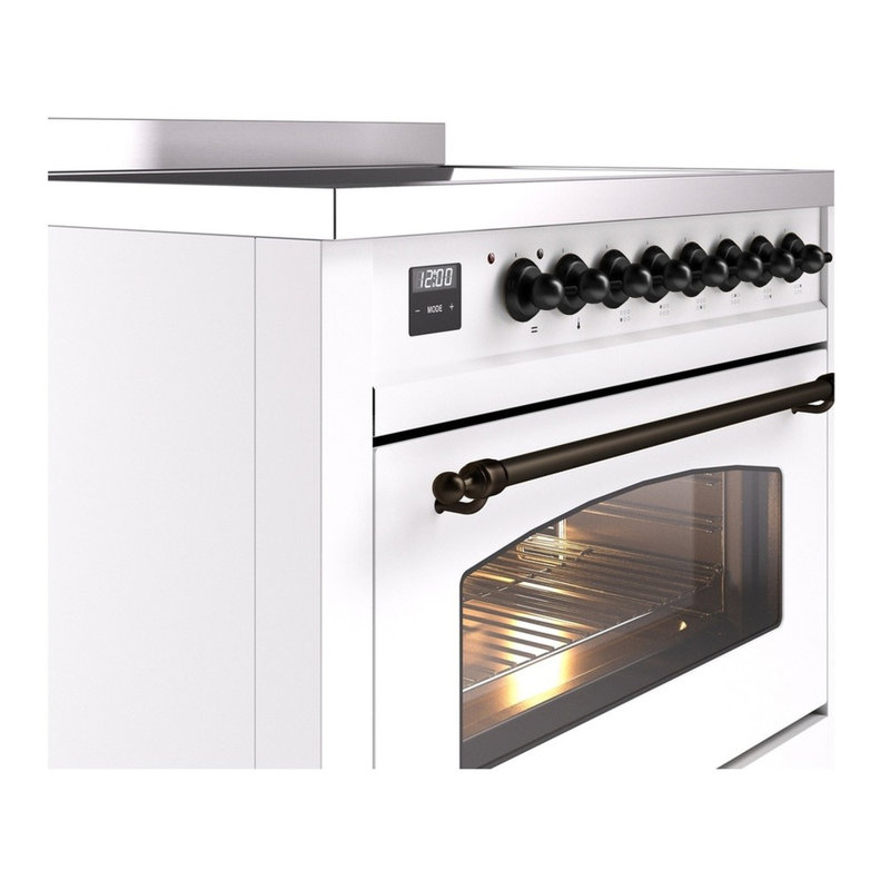 ILVE Nostalgie II 36 in Induction Range, White/Bronze