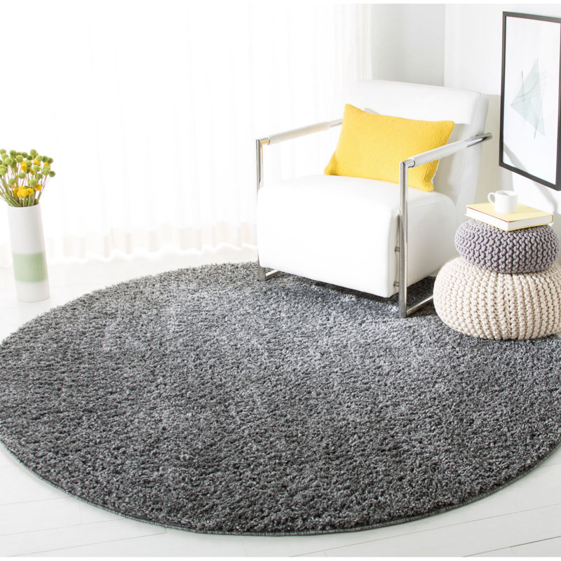 Peake Area Rug, Dark Grey, Round 91 cm
