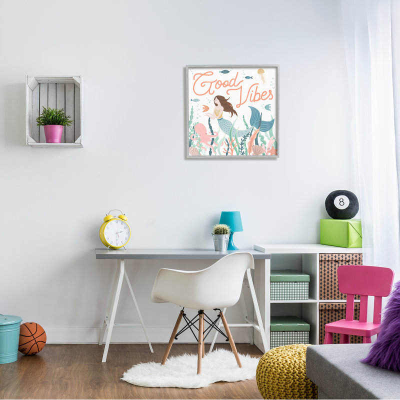 «Good Vibes» sirène sous l'eau, H 24 po x l 24 po x P 1,5 po, Estampe numérique Farmhouse