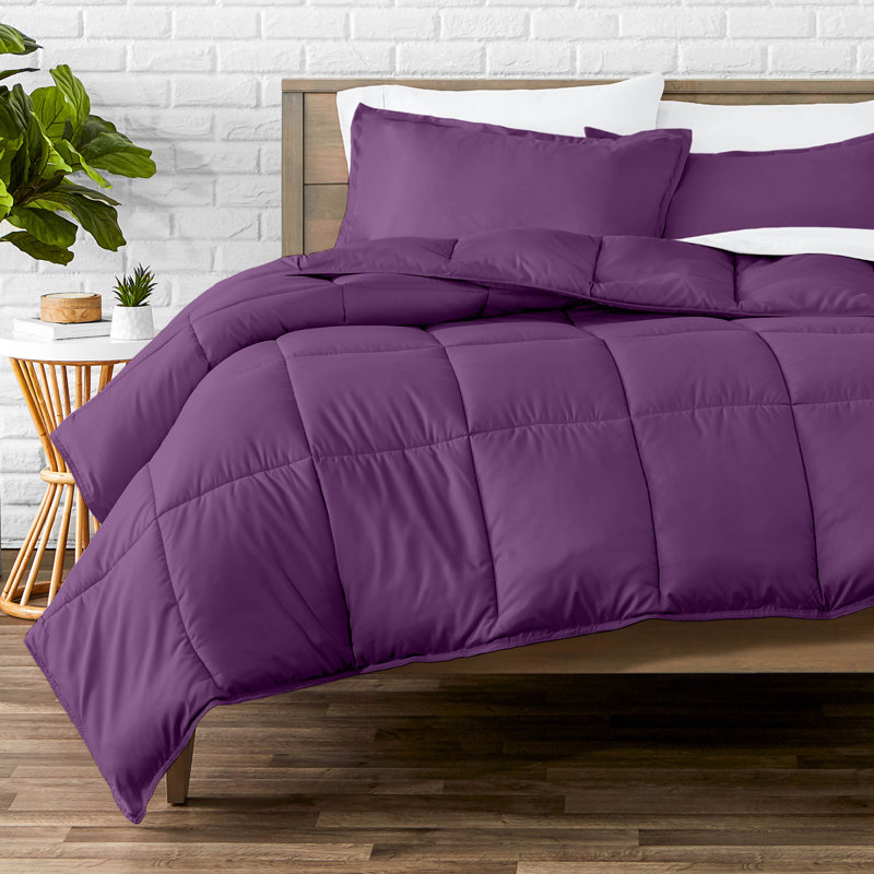 Soft All Season Comforter Set, Plum, Oversized Queen Comforter + 2 Standard Shams