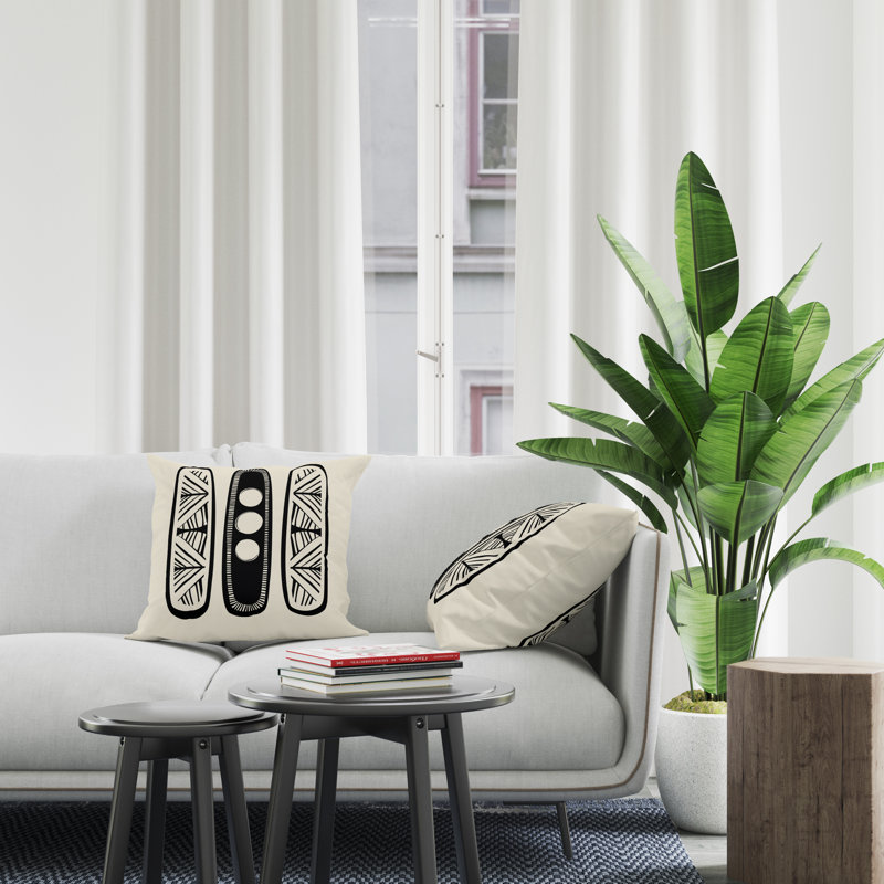 Jeté carré en polyester intérieur / extérieur, L 15 po x H 15 po, Noir