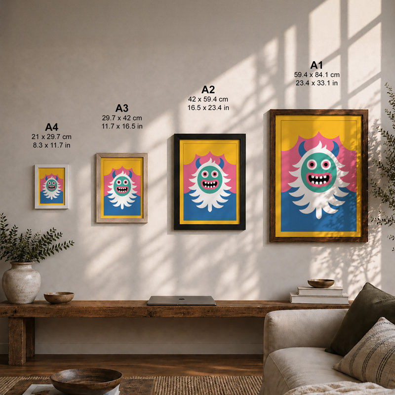Cheerful Monster Modern - Print, A3 - 42.0 x 29.7 cm, Oak