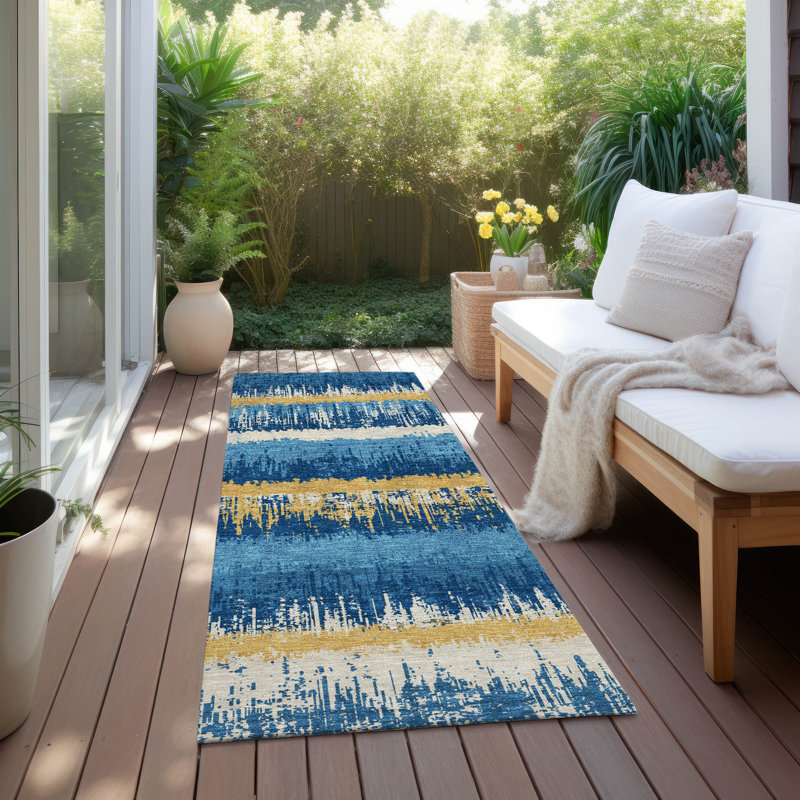 Chayden Indoor/Outdoor Chantille ACN1013 Gold Area Rug, Runner 2'3" x 7'6"