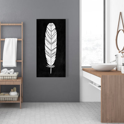 Plume avec motifs - Toile de salon noire pour la décoration intérieure