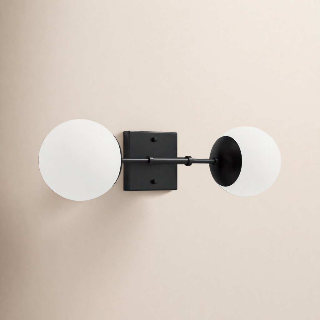 Benton 2 Light Glass Dimmable Wall Scone, Matte Black