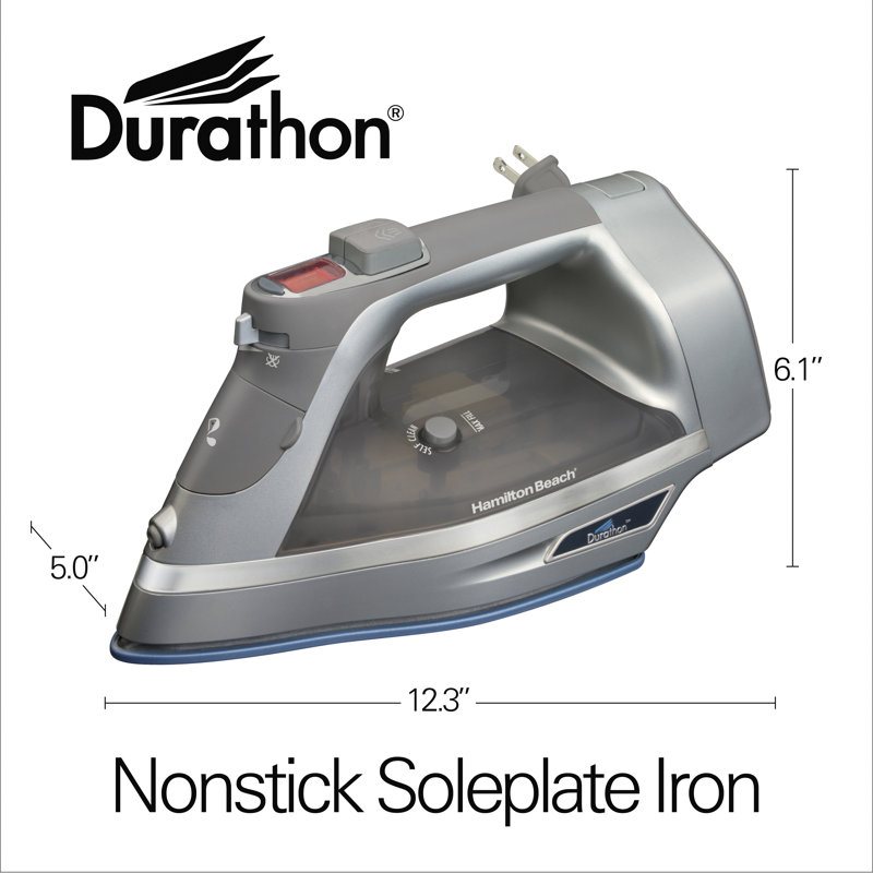 Hamilton Beach Gray Durathon Nonstick Soleplate Steam Iron