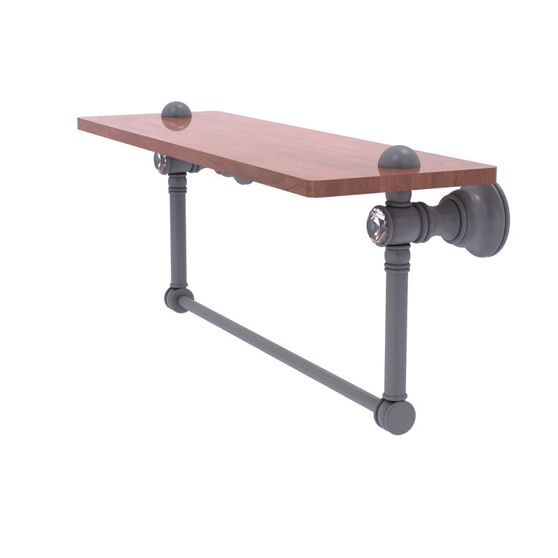 Tablette en bois massif avec barre à serviettes Freyja Ironwood, Gris mat, H 5,54 po x l 22 po x P 7 po