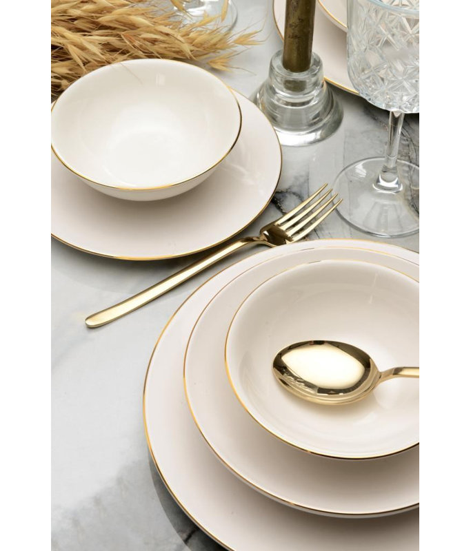 Dinner Set, Cream, Solid Color