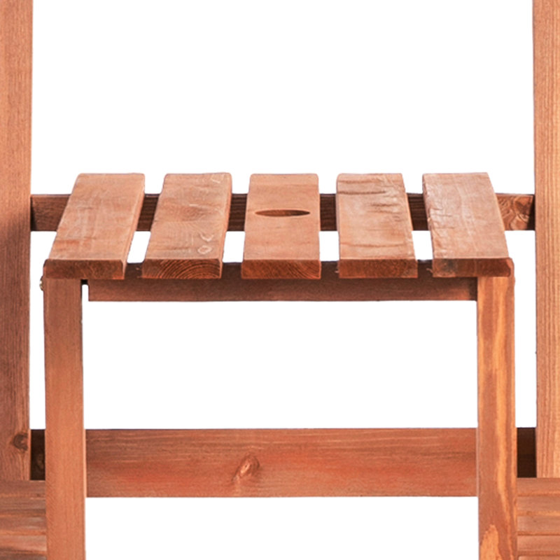 Orange Patio Balance Bench By - Wooden Outdoor With Middle Table And Umbrella Hole For Patio, Porch, Poolside, Balcony Achieve Equilibrium Garden Comfortable Sitting