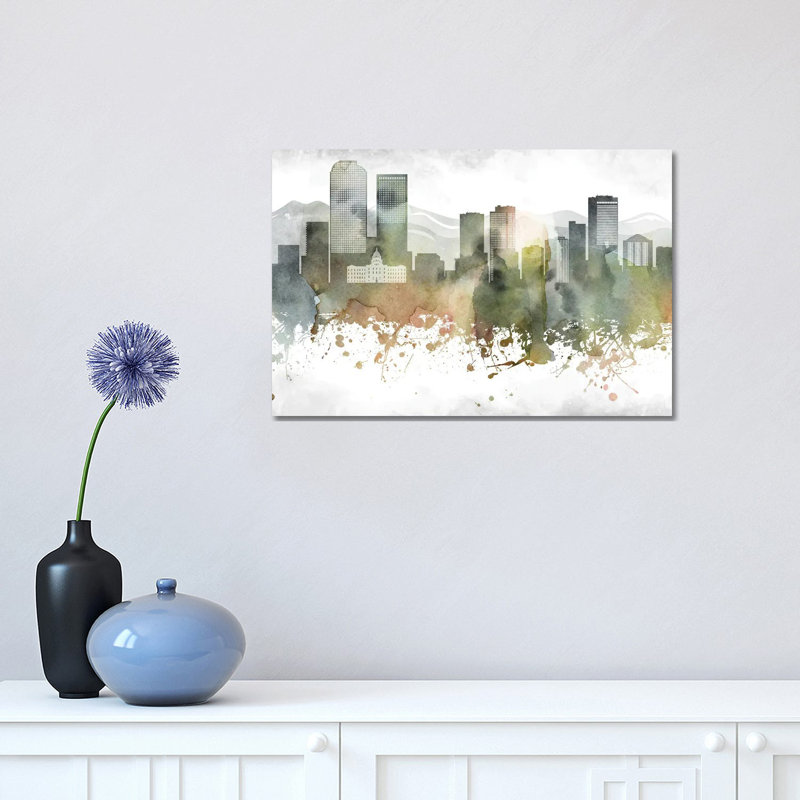 Denver Skyline 1 Piece Wrapped Canvas Painting, 30.48cm H x 30.48cm W x 1.905cm D