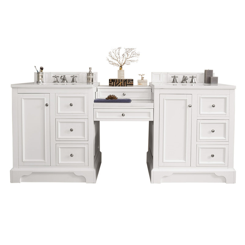 Kewstoke 84''  W Double Vanity, Bright White, White Zeus