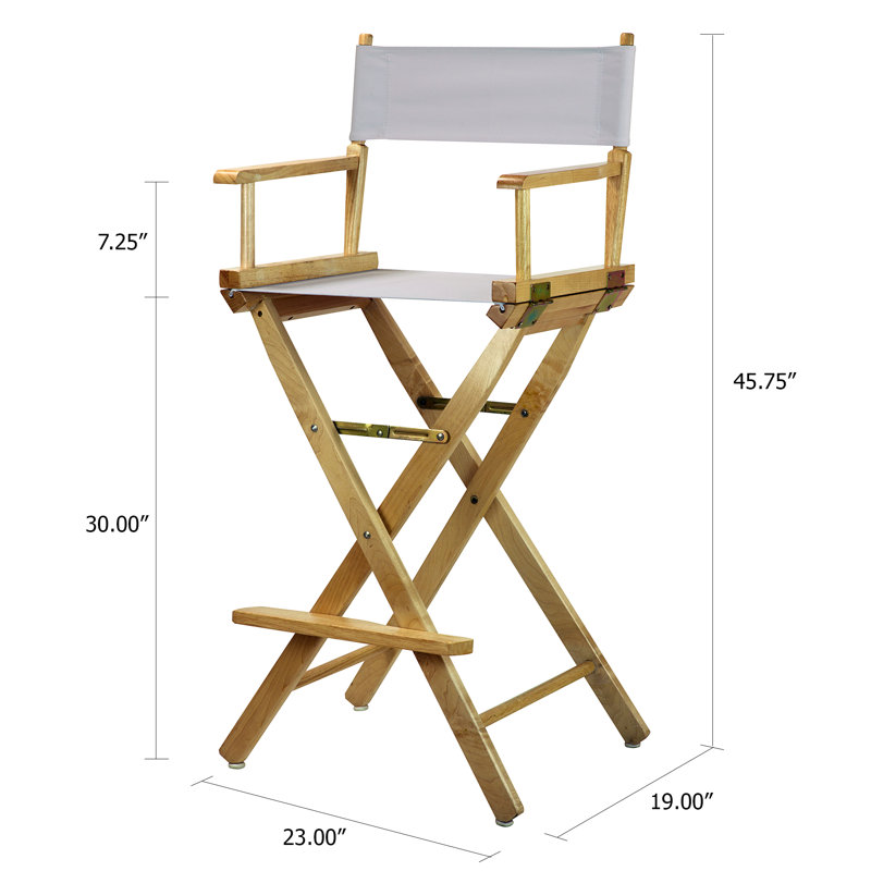 30" Folding Director Chair with Canvas, Natural, White