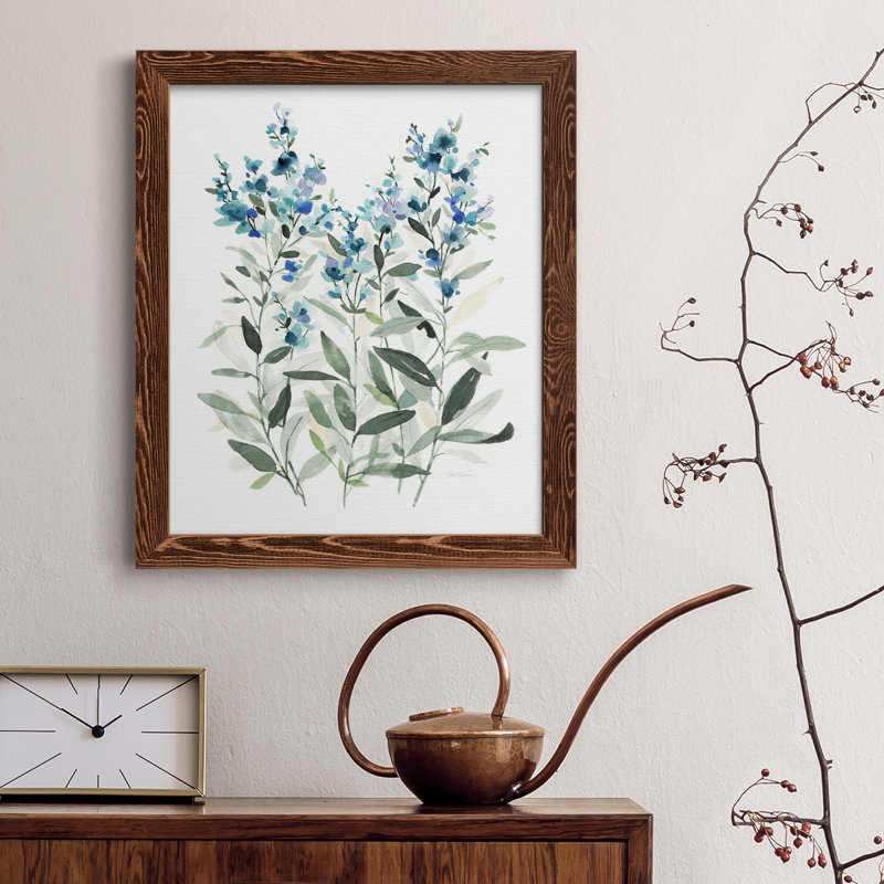 "Delicate Blue Botanical II", cadre photo, impression sur toile, Toile avec cadre érable, H 44 po x l 31 po x P 1 po