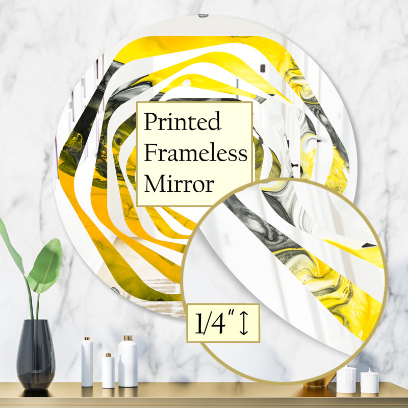 Miroir mural Quatrefoil Glam, H 31,5 po x l 31,5 po, Tourbillon marbré V