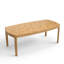 Table de salle à manger Adden de style Mid-Century moderne en bois avec plateau en placage de ronce figurine, finition chêne, conception à bord courbé