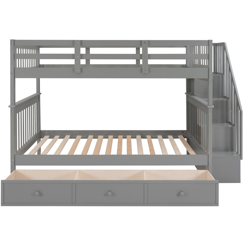 Lit superposé d'escalier de chambre à coucher avec tiroir et rangement, rangement gris Distinction dans la chambre, ferme