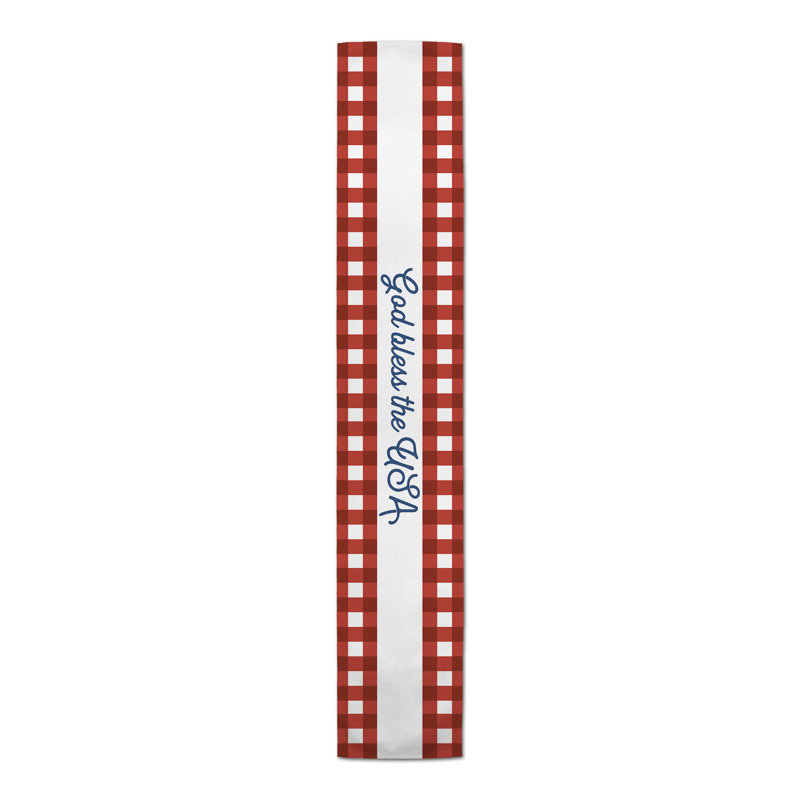 Dacina Rectangle Gingham Independence Day Polyester Table Runner, 90" x 16"